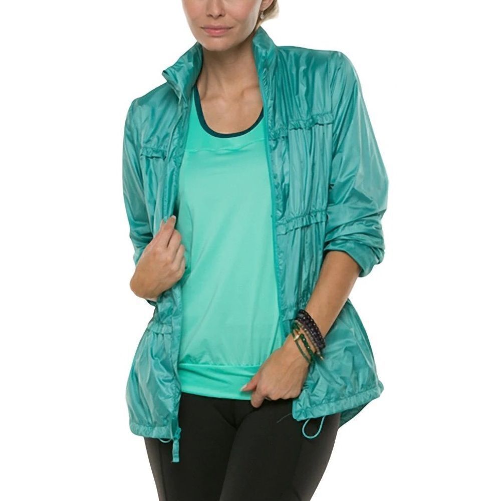 Prana Tegan Water Resistant Windbreaker Jacket Teal Turquoise Blue Size Medium